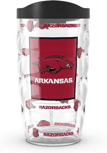 Tervis Arkansas Razorbacks - صنع في الولايات المتحدة الأمريكية، كوب سفر معزول بجدار مزدوج يحافظ على المشروبات باردة وساخنة، 10 أونصة، كلاسيكي in Saudi Arabia