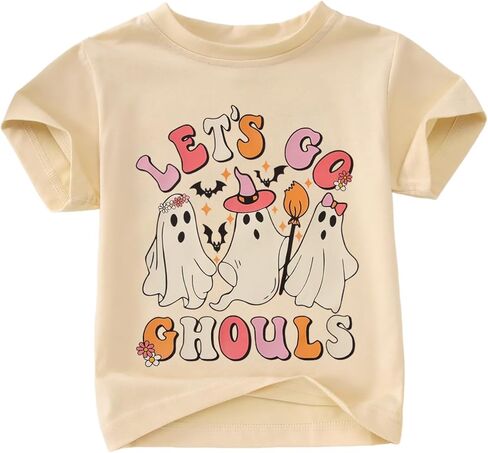Kekemi Toddler Baby Girls قميص هالوين دعنا نذهب إلى غولز تي شيرت شبح الزي spooky الزي لطيف السقوط السقوط القمصان القمامة in Kuwait