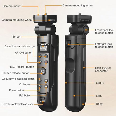 AODELAN for Nikon Camera Tripod with Rechargeable Wireless Shutter Release,Shooting Grip Remote Control Handle for P1000,P950,B600,A1000,Z6 II,Z30,Z50,Z5,Z7 II,Z fc,Z f,Z6 III,Z50 II,P1100,Z5II(White) in Saudi Arabia