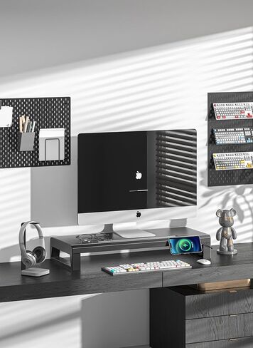 مراقبة الوقوف مع الشحن اللاسلكي ، موانئ USB-C/USB-A ، حامل الهاتف ، 28 بوصة × 8.7in ، 198 رطل السعة in Kuwait