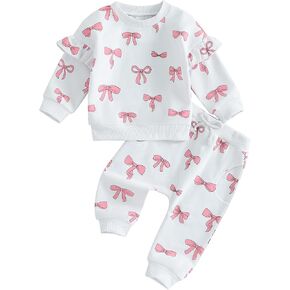 MERSARIPHY Toddler Baby Girl Outfits Cute 3D Flower Long Sleeve Sweatshirt Tops Pants Set 2Pcs Floral Fall Winter Clothes in Saudi Arabia