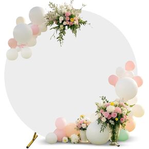 8ft circle Arch Backdrop Stand for Fories ، round Balloon Arch Stand Stand مع قاعدة ، أقواس الزفاف الذهبية المعدنية ، إطار ثقيل للاحتفال باحتفال استحمام الطفل جنس الحفلات. in Kuwait