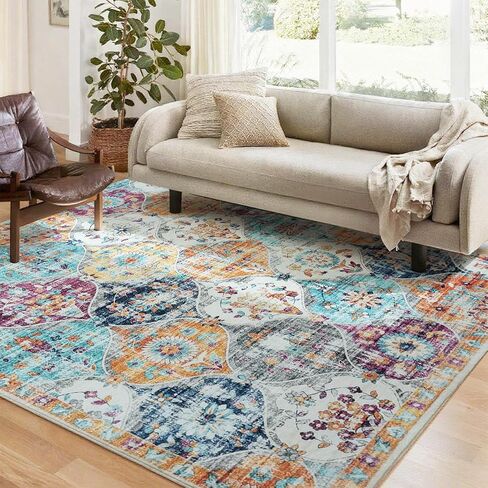 Runner Rug 2x6 Non Slip Machine Washable Boho Hallway Runner Rug, Low Pile Bohemian Rugs for Entryway, Corridor and Kitchen Beige & Ivory Color in Saudi Arabia