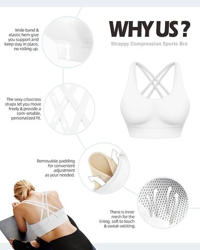 Ama Larsi High Impact Strappy Sports Bra for Women Supportive Padded Crisscross Back Running Yoga Workout Bra in Kuwait