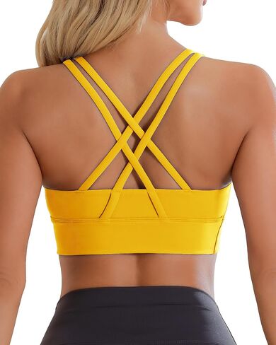 Ama Larsi High Impact Strappy Sports Bra for Women Supportive Padded Crisscross Back Running Yoga Workout Bra in Kuwait