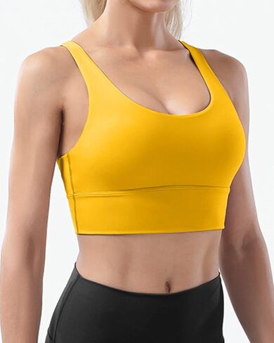 Ama Larsi High Impact Strappy Sports Bra for Women Supportive Padded Crisscross Back Running Yoga Workout Bra in Kuwait