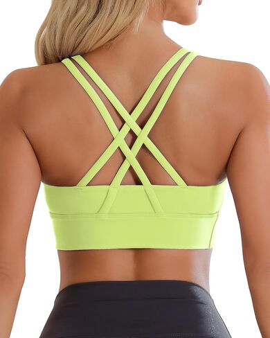 Ama Larsi High Impact Strappy Sports Bra for Women Supportive Padded Crisscross Back Running Yoga Workout Bra in Kuwait