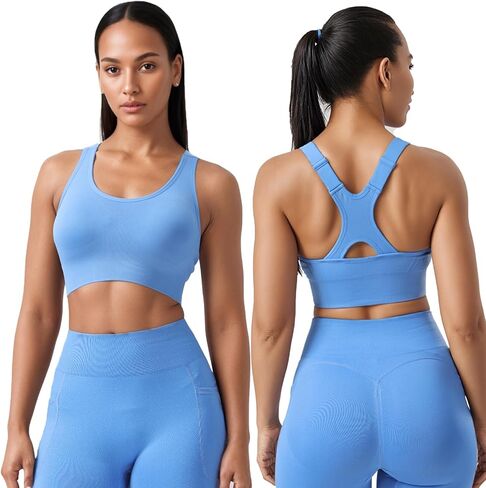 Sports Bras for Women Pack Racerback High Support Bras with Adjustable Straps-Padded Seamless Yoga Bra in Saudi Arabia