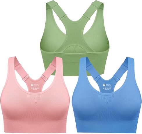 Sports Bras for Women Pack Racerback High Support Bras with Adjustable Straps-Padded Seamless Yoga Bra in Saudi Arabia