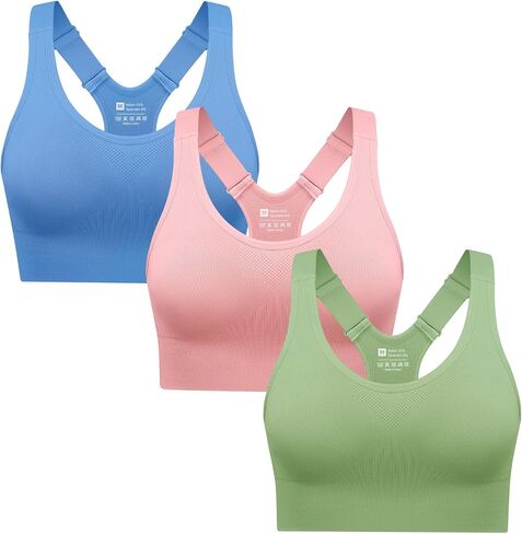Sports Bras for Women Pack Racerback High Support Bras with Adjustable Straps-Padded Seamless Yoga Bra in Saudi Arabia