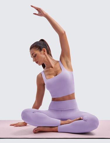 BAYDI Clouduxi Square Neck Sports Bras for Women - Padded Workout Tops with Built-in Bra U Back Gym Yoga Crop Tank Top in Kuwait