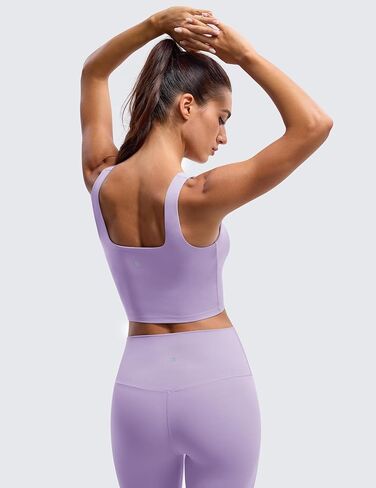 BAYDI Clouduxi Square Neck Sports Bras for Women - Padded Workout Tops with Built-in Bra U Back Gym Yoga Crop Tank Top in Kuwait