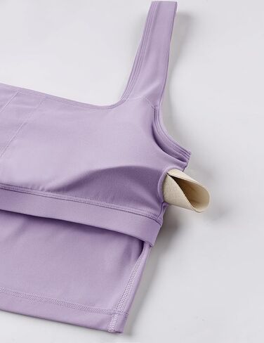 BAYDI Clouduxi Square Neck Sports Bras for Women - Padded Workout Tops with Built-in Bra U Back Gym Yoga Crop Tank Top in Kuwait