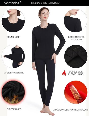 5 Pack Women's Thermal Shirts Fleece Lined Long Sleeve Underscrub Tops Base Layer Thermal Underwear for Winter Cold Weather in Saudi Arabia
