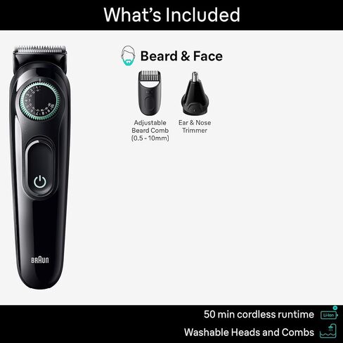 Braun All-in-One Style Kit Series 3 3460, 6-in-1 Trimmer for Men with Beard Trimmer, Ear & Nose Trimmer, Hair Clippers & More, Ultra-Sharp Blade, 40 Length Settings, Washable in Saudi Arabia