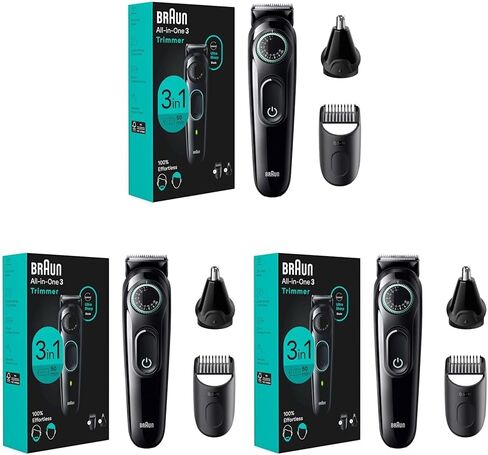 Braun All-in-One Style Kit Series 3 3460, 6-in-1 Trimmer for Men with Beard Trimmer, Ear & Nose Trimmer, Hair Clippers & More, Ultra-Sharp Blade, 40 Length Settings, Washable in Saudi Arabia