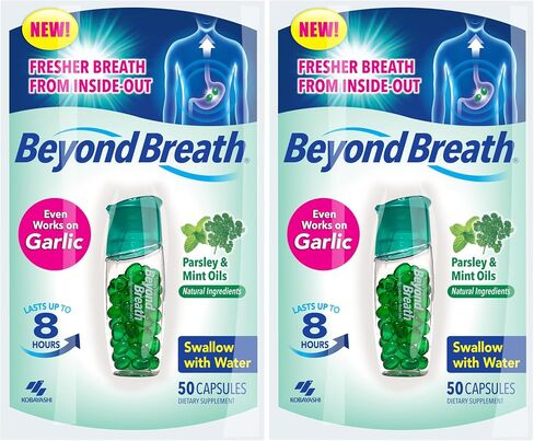 Beyond Breath – Breath Freshening Capsules For Fresher Breath From The Inside Out –Works On Garlic And Odors From Other Food - Lasts Up To 8 Hours - 50 Capsules in Saudi Arabia