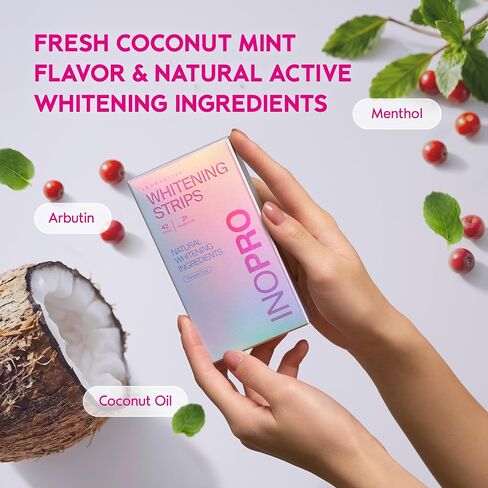 InoPro Teeth Whitening Strips - Peroxide Free Whitening Strips - Whitening Without The Harm - Deep Stains Removal - Whitening for Sensitive Teeth - 14 Treatments, 28 Strips in Kuwait