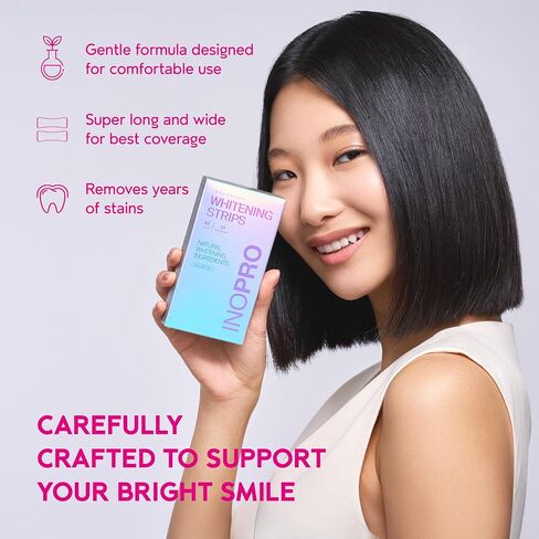 InoPro Teeth Whitening Strips - Peroxide Free Whitening Strips - Whitening Without The Harm - Deep Stains Removal - Whitening for Sensitive Teeth - 14 Treatments, 28 Strips in Kuwait