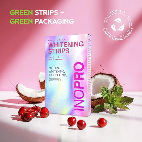 InoPro Teeth Whitening Strips - Peroxide Free Whitening Strips - Whitening Without The Harm - Deep Stains Removal - Whitening for Sensitive Teeth - 14 Treatments, 28 Strips in Kuwait