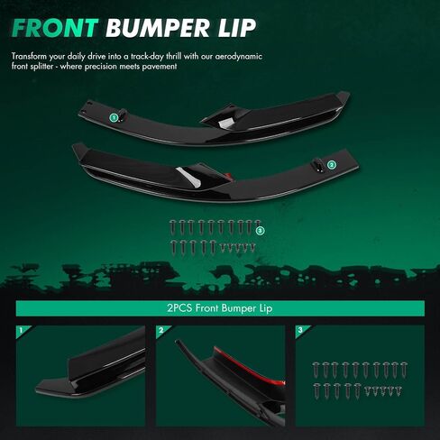 SCITOO Glossy Carbon Look Front Bumper Lip V Style Fits for 2017-2020 for Infiniti Q60 Coupe PP Front Lip Spoiler in Saudi Arabia