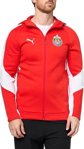 PUMA Men's Standard Chivas Evostripe Hooded Jacket, Red-White AH25 in Saudi Arabia
