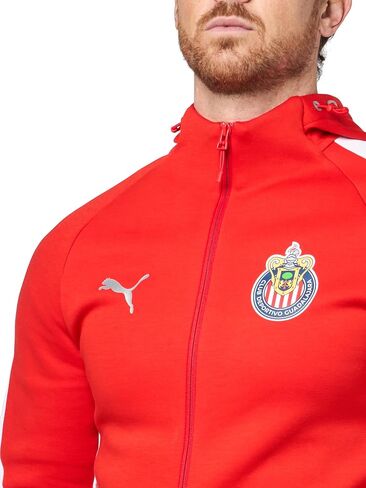 PUMA Men's Standard Chivas Evostripe Hooded Jacket, Red-White AH25 in Saudi Arabia