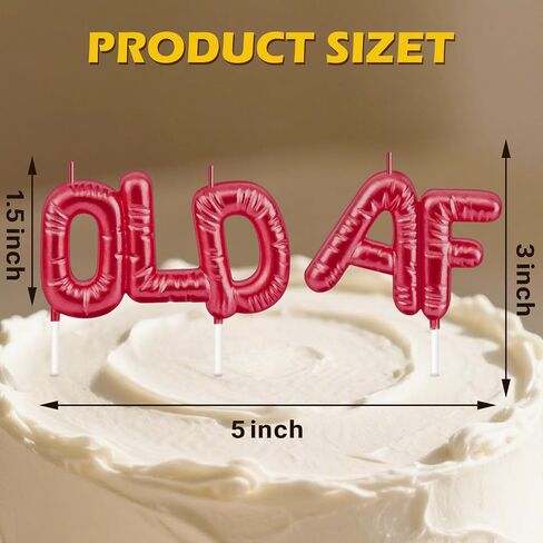 Old AF Birthday Cake Candles - Hilarious Old AF Toppers with Witty Sayings for Milestone Birthdays & Retirement Celebrations​ in Saudi Arabia