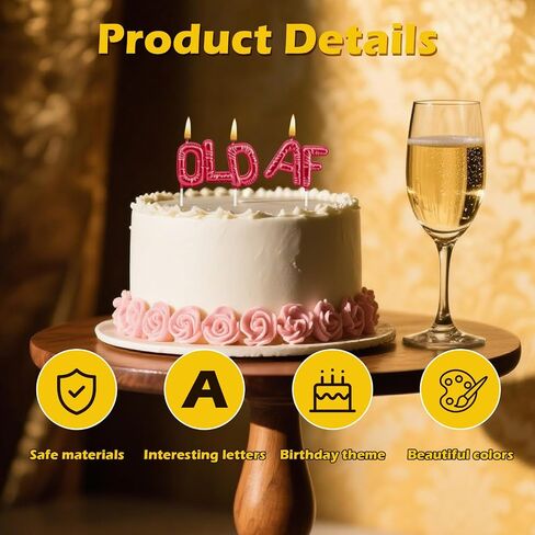 Old AF Birthday Cake Candles - Hilarious Old AF Toppers with Witty Sayings for Milestone Birthdays & Retirement Celebrations​ in Saudi Arabia