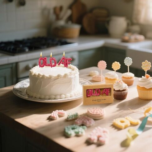Old AF Birthday Cake Candles - Hilarious Old AF Toppers with Witty Sayings for Milestone Birthdays & Retirement Celebrations​ in Saudi Arabia