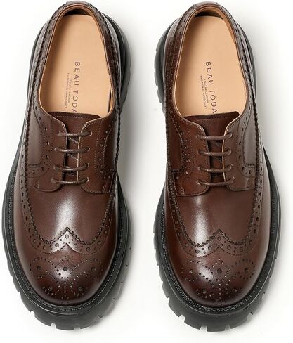 Beau Today Women's Oxfords ، منصة Oxfords للنساء ، أحذية الراحة في Wingtip Brogue ، أحذية Oxford من الجلد المكتن in Kuwait