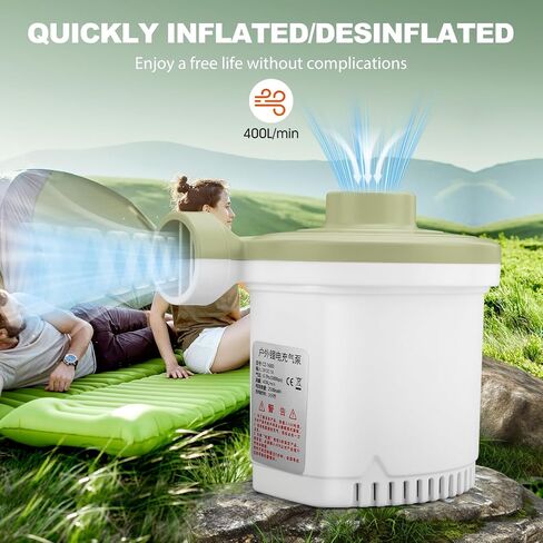 Electric Air Pump, Portable Quick Fill Air Pump with 3 Nozzles, 5KPa,2500mAh Battery, Fast Inflation for Outdoor Camping, Inflatable Air Mattress Beds, Boats, Swimming in Saudi Arabia