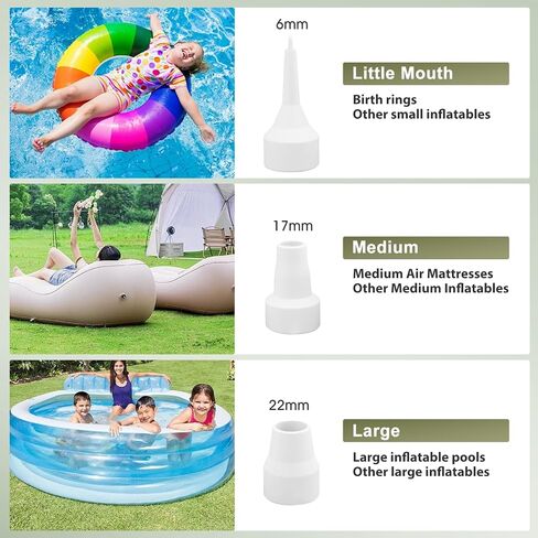 Electric Air Pump, Portable Quick Fill Air Pump with 3 Nozzles, 5KPa,2500mAh Battery, Fast Inflation for Outdoor Camping, Inflatable Air Mattress Beds, Boats, Swimming in Saudi Arabia