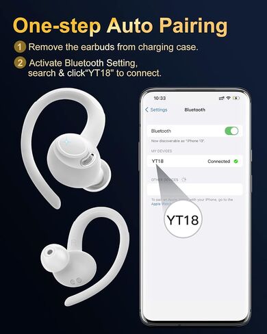 سماعات الأذن اللاسلكية Jesebang ، Bluetooth 5.4 سماعات الرأس الرياضية ، فوق براعم الأذن مع ميكروفون إلغاء ضوضاء ENC ، الأسود in Saudi Arabia