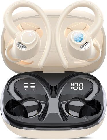 سماعات الأذن اللاسلكية Jesebang ، Bluetooth 5.4 سماعات الرأس الرياضية ، فوق براعم الأذن مع ميكروفون إلغاء ضوضاء ENC ، الأسود in Saudi Arabia