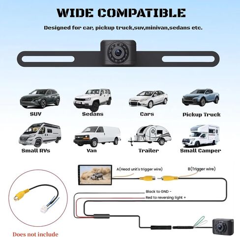 X1P HD Backup Camera License Plate Rear View Camera for Car, IP69 Waterproof Cámaras de Reversa para Autos with Clear Night Vision, Wide View Angle Universal Camera for Truck SUV RV Pickup in Saudi Arabia