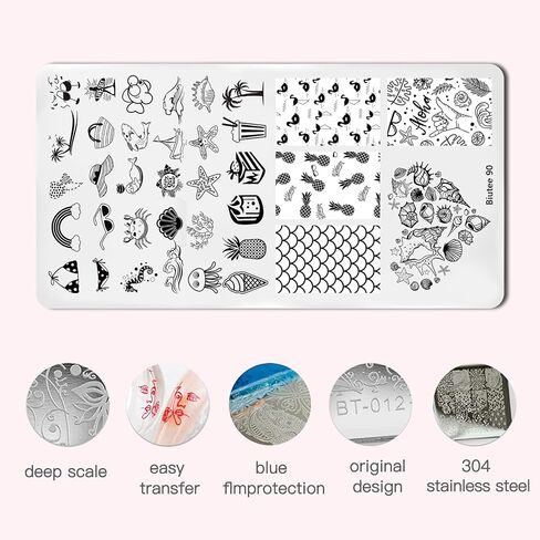 Biutee Nail Stamping Plates set 8 pcs Nail stamping polish gel 10pcs Templates with stamper Nail Art Plates set animal flower design in Saudi Arabia