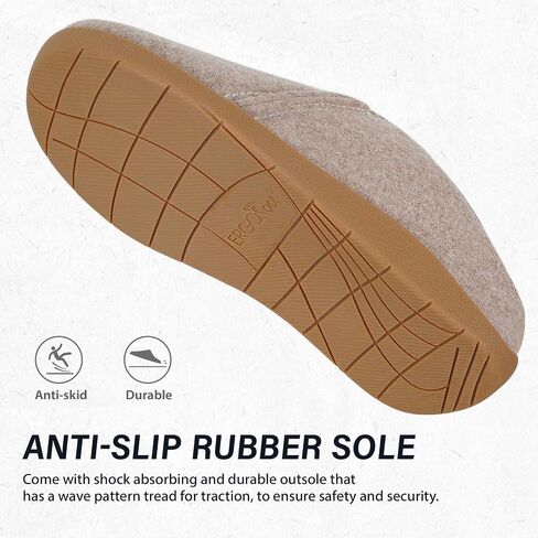 ERGOfoot House Slippers With Arch Support, Orthopedic Slipper for Plantar Fasciitis Pain Relief, Comfy Wool Felt Clog Shoes for Women and Men with Non-Slip Indoor Outdoor, Black W11/ M10 in Kuwait