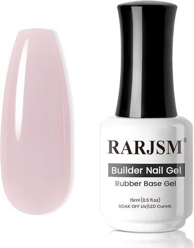 RARJSM قاعدة مطاطية بيضاء حليبية، جل تمديد منشئ، جل بناء ناعم أبيض، قاعدة مطاطية جل طلاء أظافر 15 مل مقوي أظافر أبيض طبيعي نقع قبالة العلاج يتطلب زجاجة واحدة لصالون المنزل DIY in Saudi Arabia