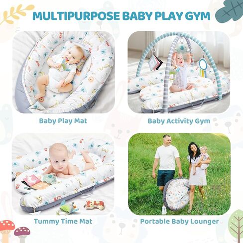 Pink Baby Play Mat, 7-in-1 Tummy Time Activity Gym Mat for Sensory and Motor Development, Washable Baby Lounger, Portable Newborn Nest for Home & Travel, Babies Gift for Infant 0-3-6-9-12-18 Months in Saudi Arabia