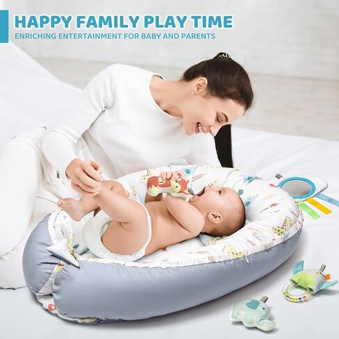 Pink Baby Play Mat, 7-in-1 Tummy Time Activity Gym Mat for Sensory and Motor Development, Washable Baby Lounger, Portable Newborn Nest for Home & Travel, Babies Gift for Infant 0-3-6-9-12-18 Months in Saudi Arabia