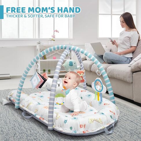 Pink Baby Play Mat, 7-in-1 Tummy Time Activity Gym Mat for Sensory and Motor Development, Washable Baby Lounger, Portable Newborn Nest for Home & Travel, Babies Gift for Infant 0-3-6-9-12-18 Months in Saudi Arabia