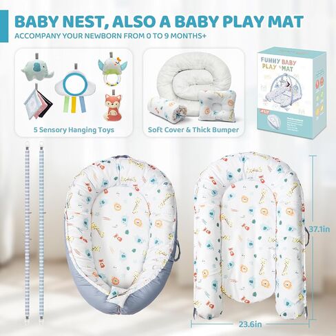 Pink Baby Play Mat, 7-in-1 Tummy Time Activity Gym Mat for Sensory and Motor Development, Washable Baby Lounger, Portable Newborn Nest for Home & Travel, Babies Gift for Infant 0-3-6-9-12-18 Months in Saudi Arabia