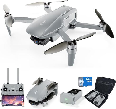 Contixo F23 GPS Drone With Camera, 46 Min Flight Time, 4.5" Screen Remote, Follow Me, Waypoints, 5GHz FPV Transmission, Return to Home, Hand Gestures, Orbit Mode Foldable Drones For Teens & Adults in Kuwait