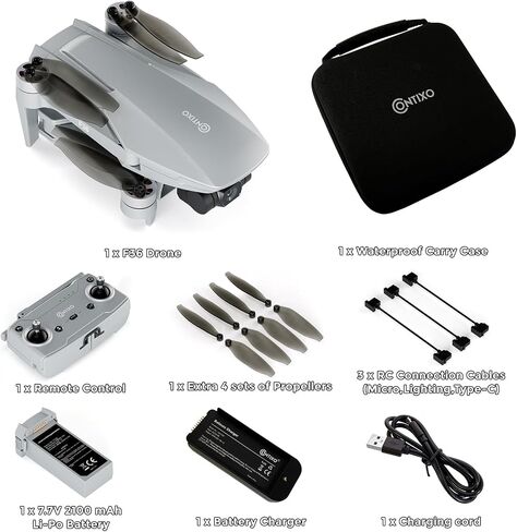 Contixo F23 GPS Drone With Camera, 46 Min Flight Time, 4.5" Screen Remote, Follow Me, Waypoints, 5GHz FPV Transmission, Return to Home, Hand Gestures, Orbit Mode Foldable Drones For Teens & Adults in Kuwait