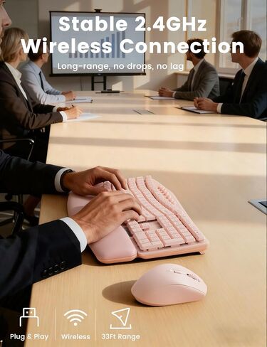 White Quiet Wireless Keyboard and Mouse Combo, 2.4G Ergonomic Wave Key Board with Cushioned Plam Rest, Full-Size Soft Typing Keyboards, 3 DPI Adjustable Silent Mouse for Computer/Laptop/Windows/Mac in Kuwait