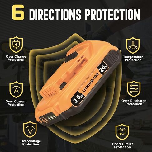 LONG FIT Replace for DEWALT 20V MAX Battery Pack, 3.0-Ah, 2-Pack, Compatible with Dewalt DCB200 DCD DCF DCG Series Cordless Power Tools in Kuwait