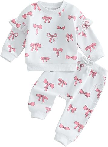 MERSARIPHY Toddler Baby Girl Outfits Cute 3D Flower Long Sleeve Sweatshirt Tops Pants Set 2Pcs Floral Fall Winter Clothes in Saudi Arabia