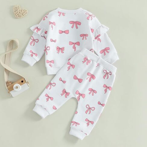 MERSARIPHY Toddler Baby Girl Outfits Cute 3D Flower Long Sleeve Sweatshirt Tops Pants Set 2Pcs Floral Fall Winter Clothes in Saudi Arabia
