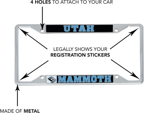 إطار لوحة ترخيص Desert Cactus Utah Mammoth لفريق NHL حامل بطاقات معدني للسيارة للأمام أو الخلف من دوري الهوكي الوطني للسيارة مرخص رسميًا (تقليدي) in Saudi Arabia